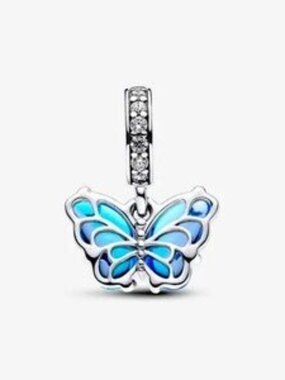 Pandora Blue Murano Glass Butterfly Dangle Charm